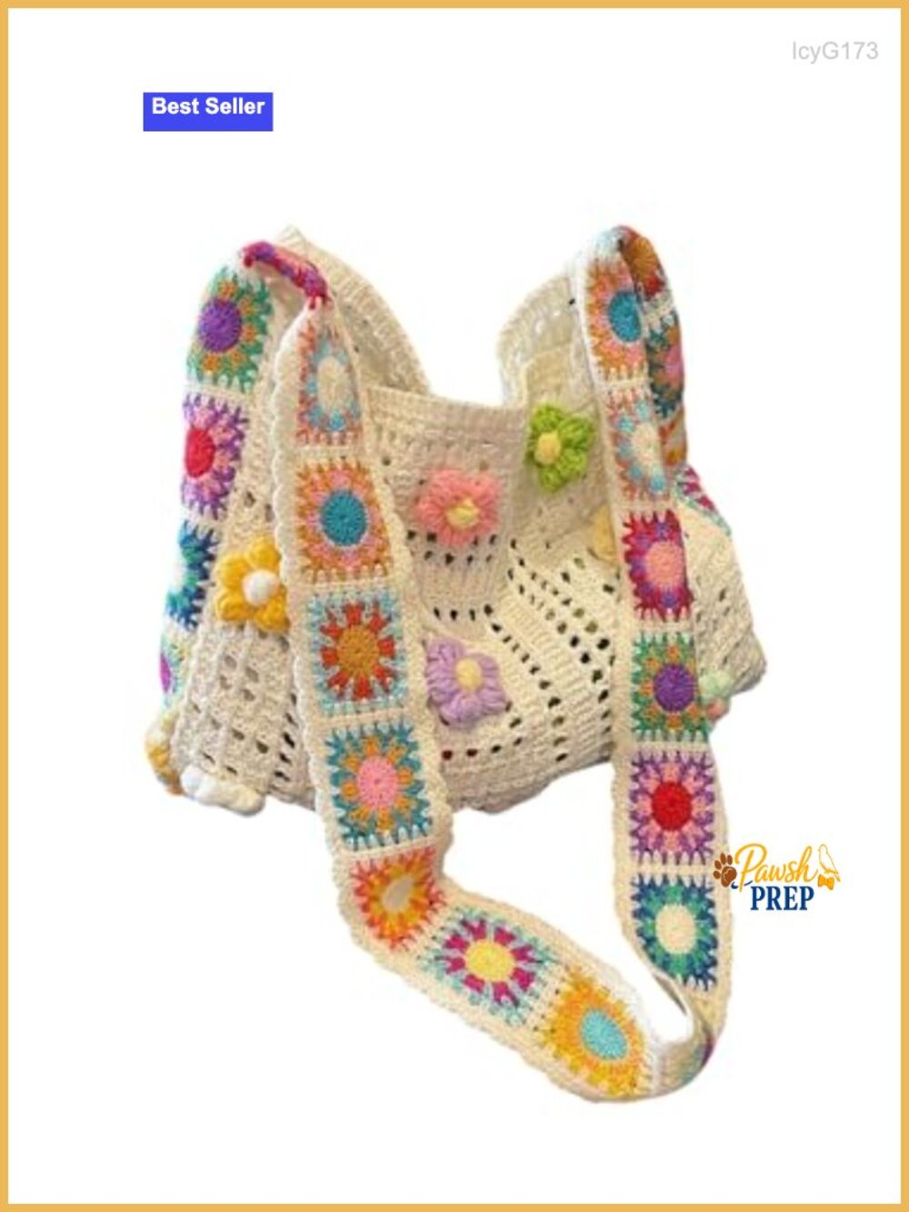 Boho Embroidery Crochet Knit Crossbody Bag Hollow Out Shoulder Tote